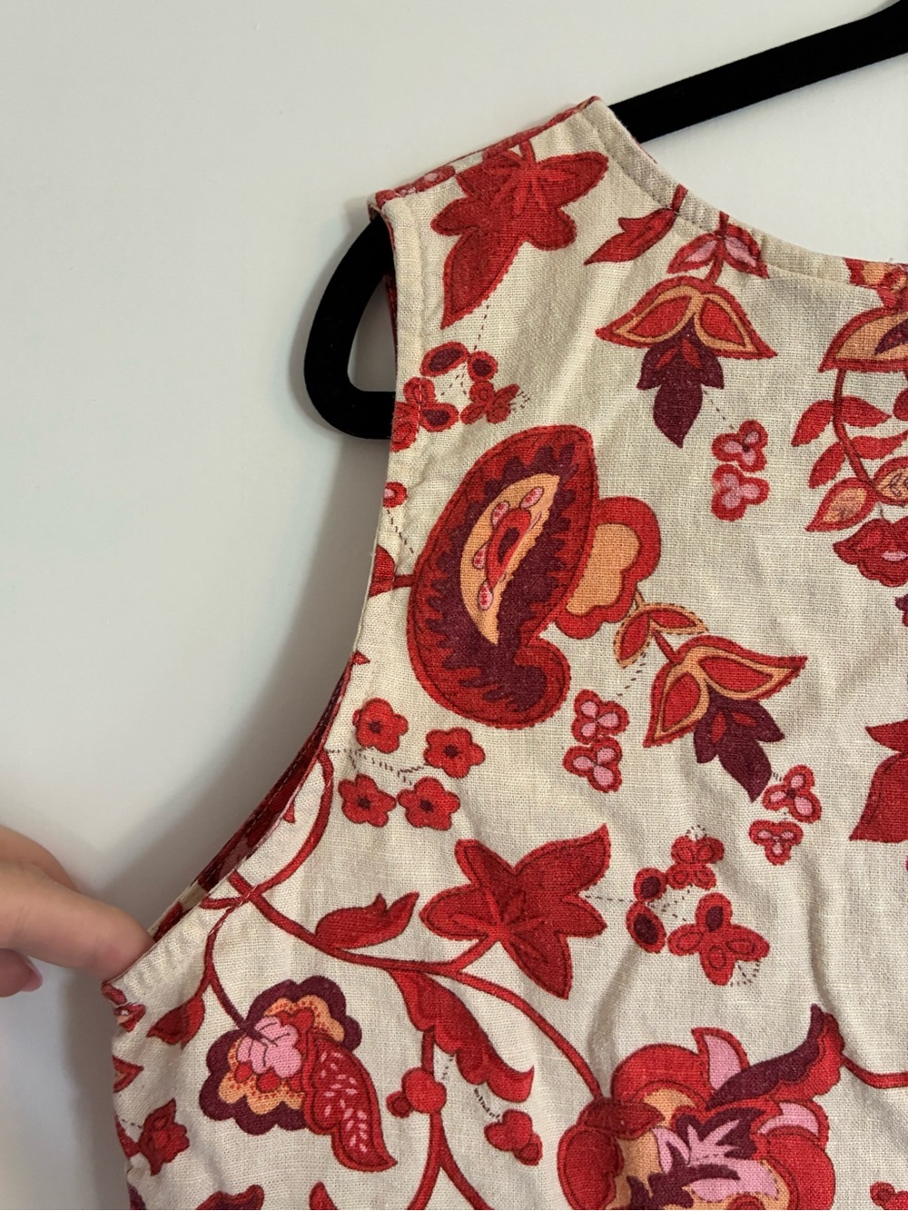 White Stag Strapless Linen Blend Red Floral Summer Dress - Picture 4 of 8